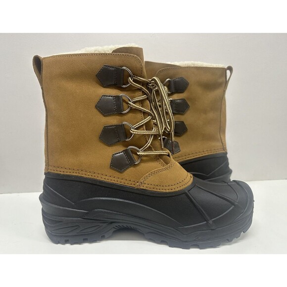 Totes Vermont men size 10 M winter boots brown suede upper and man made material - Picture 4 of 9